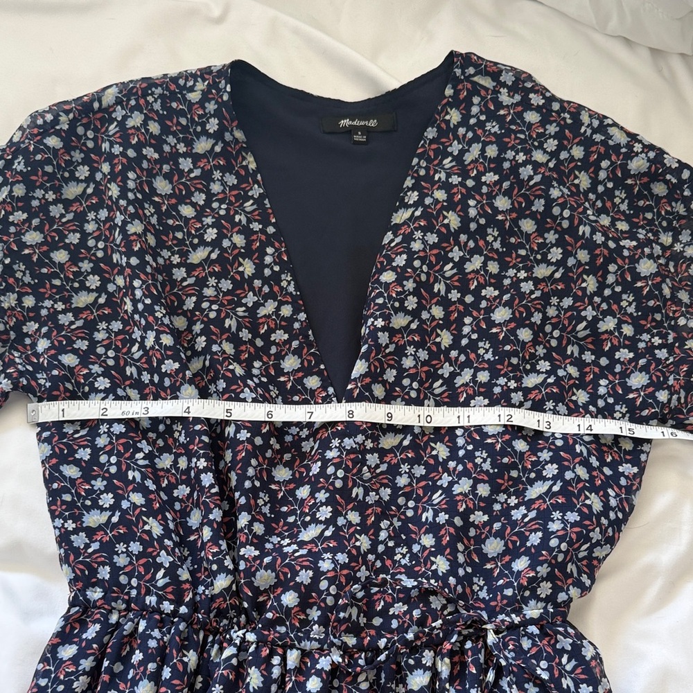 Madewell Navy Floral Midi Dress Size Small - Picture 5 of 7